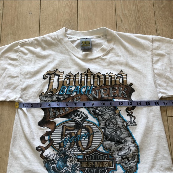 Vintage Harley Davidson Daytona Beach Bike Week Cropped T Shirt 3D Emblem - Picture 7 of 7